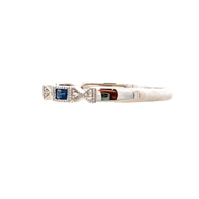 Baguette Sapphire and Diamond Band in White Gold
