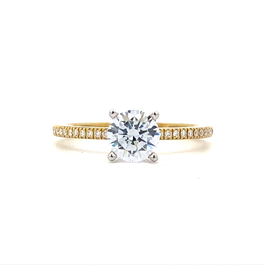 Simon G Jewelry 18 Karat Side Stones Round Shape Engagement Ring PR108