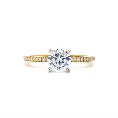 Simon G Jewelry 18 Karat Side Stones Round Shape Engagement Ring PR108
