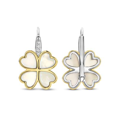 Mother of Pearl Drop Earrings in Two-Tone Sterling Silver and Gold Plating by Ti Sento Milano