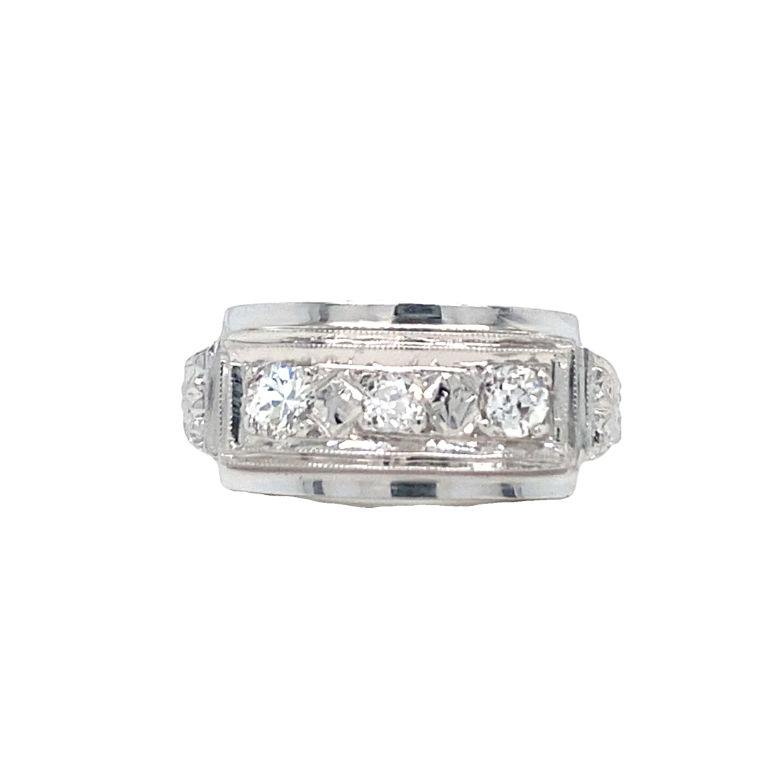 ESTATE Diamond 3 Stone RIng in White Gold
