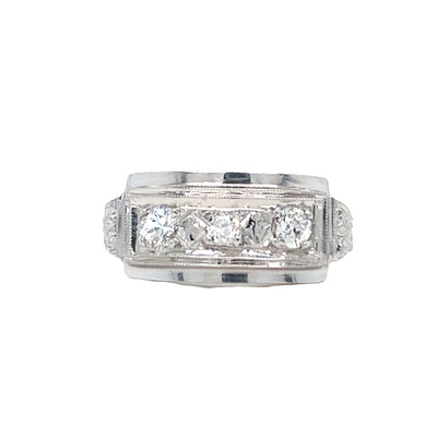 ESTATE Diamond 3 Stone RIng in White Gold