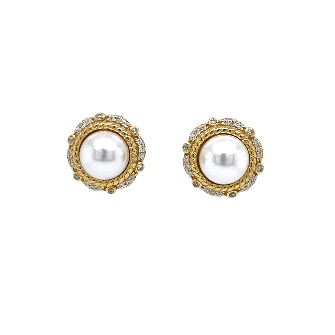 Pearl Bloom Stud Earrings in Yellow Gold by Ania Haie