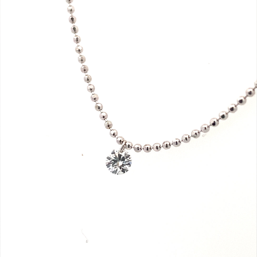 Five Station Dashing Diamond Necklace in White Gold