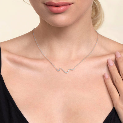 Diamond Wave Necklace in White Gold by Gabriel & Co.
