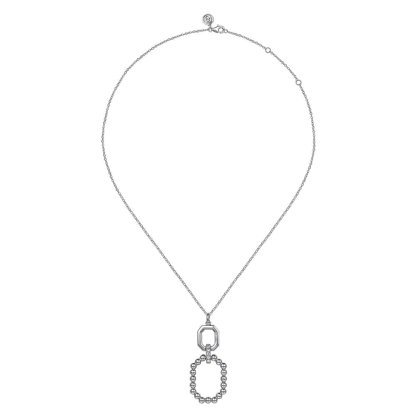 White Sapphire Octagon Bujukan Pendant in Silver by Gabriel & Co.