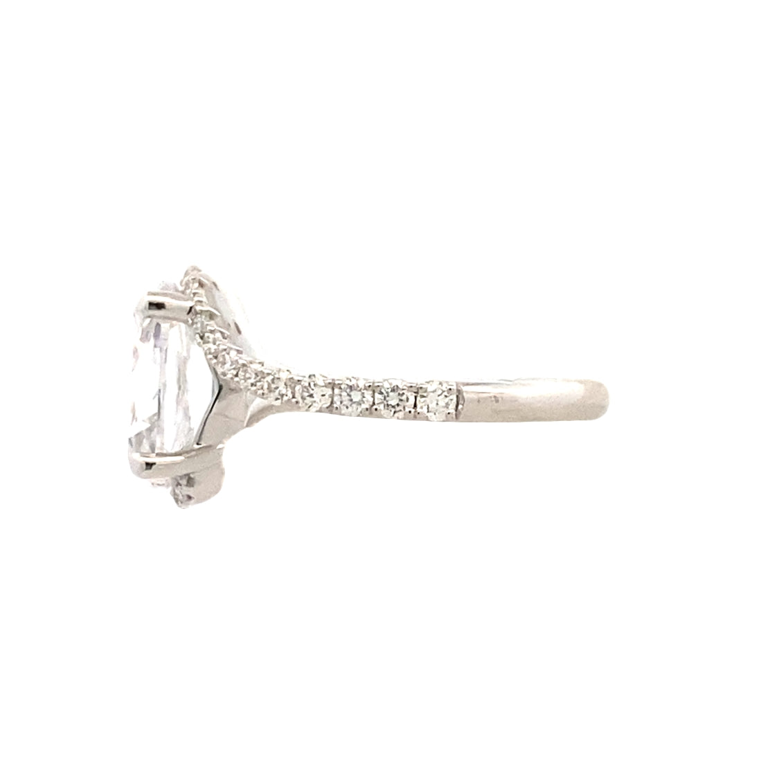 3ct Oval Bypass Engagement Ring with Side Diamonds in White Gold by Fana