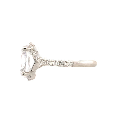 3ct Oval Bypass Engagement Ring with Side Diamonds in White Gold by Fana