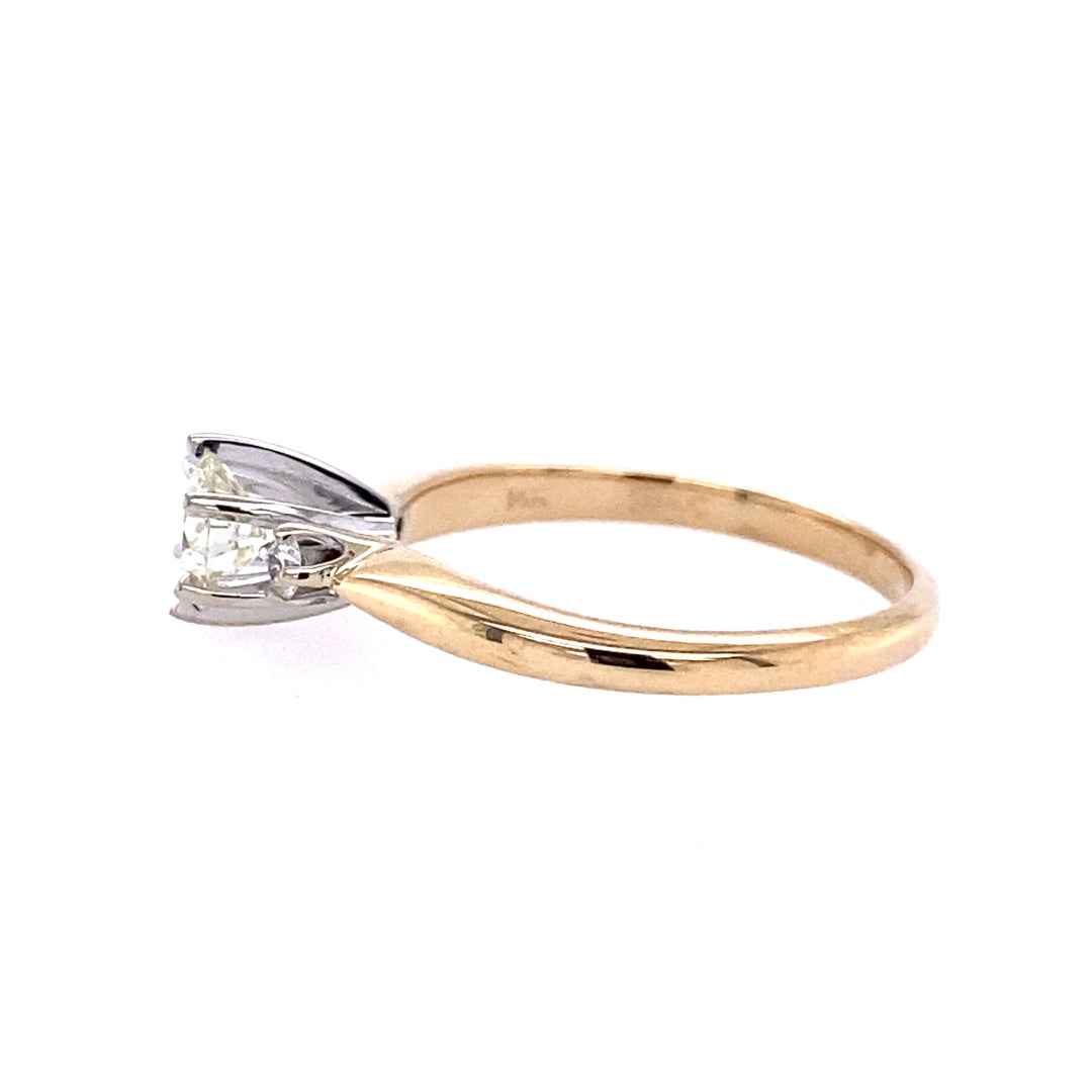 Round Diamond Three Stone Engagement Ring in Two-Tone Gold by B&C