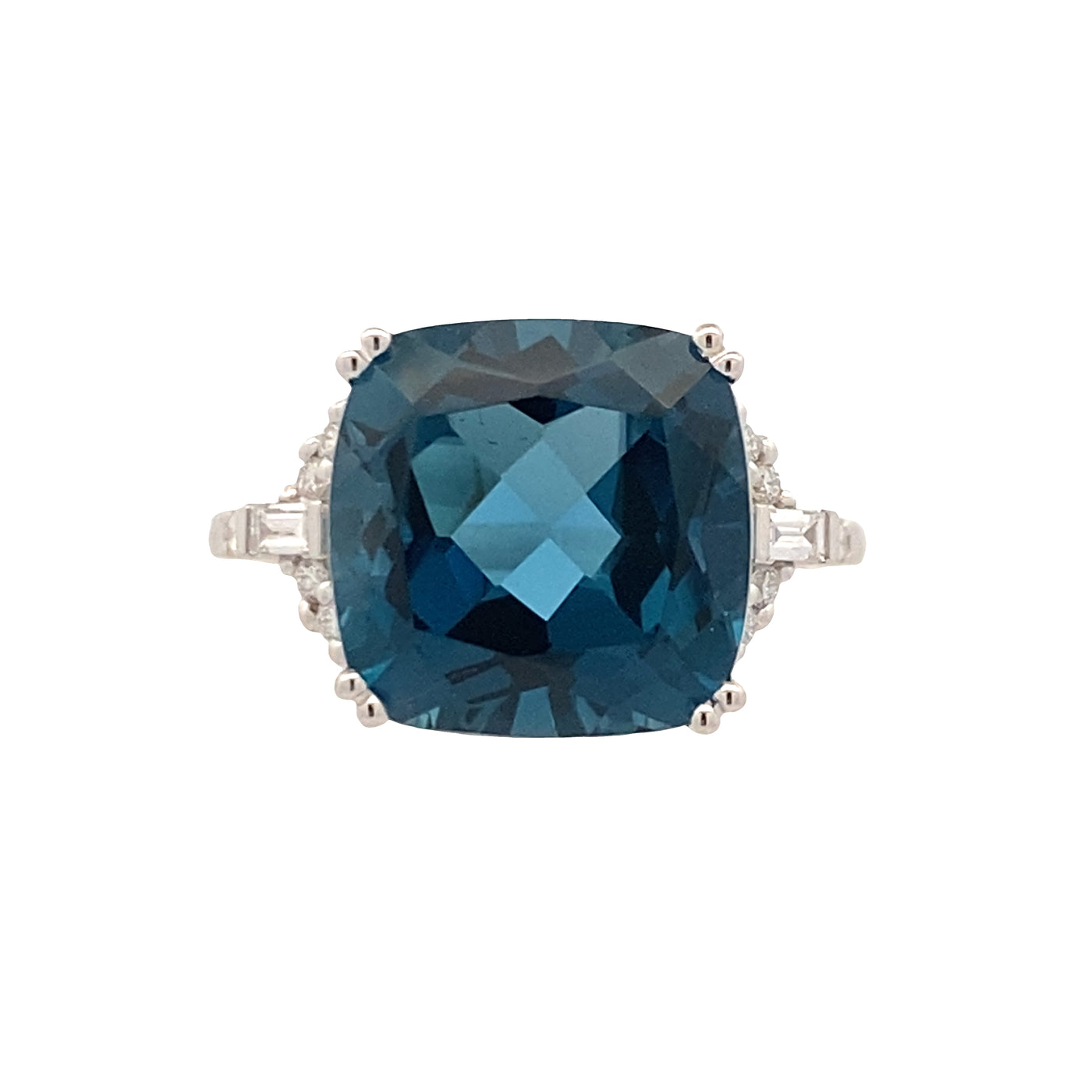 London Blue Topaz and Diamond Ring in White Gold by Allison Kaufman
