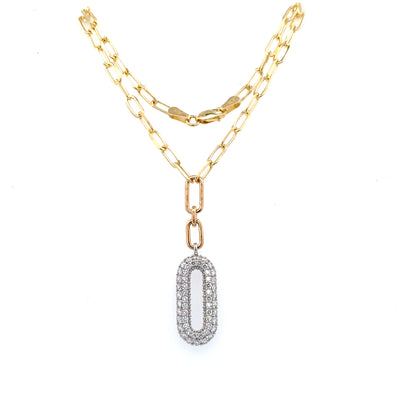 14K Two-Tone Gold .96CTW Diamond Link Necklace, 18"