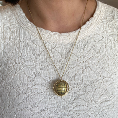 ESTATE Rotating Globe Pendant in Yellow Gold