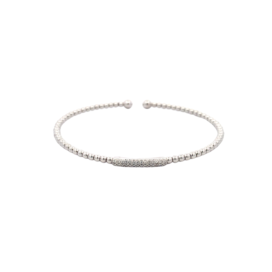 Two Row Diamond Bar Bangle in White Gold by Gabriel & Co.