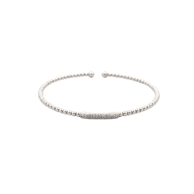Two Row Diamond Bar Bangle in White Gold by Gabriel & Co.