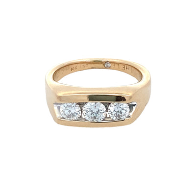 ESTATE Three Stone Diamond Ring in Yellow Gold