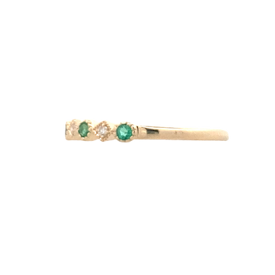 Emerald and Diamond Stackable Ring in Yellow Gold