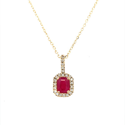14 Karat Ruby and Diamond Halo Gemstone Pendants SPA11546R Y