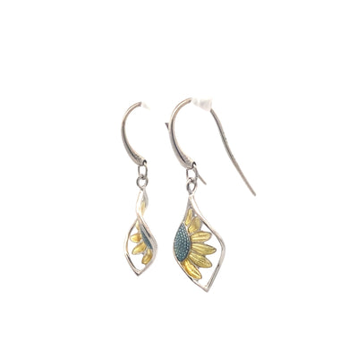 Sunflower Twist Earrings in Sterling Silver by Nicole Barr