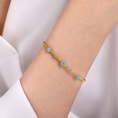 Diamond Station Bangle in Yellow Gold  by Gabriel & Co.