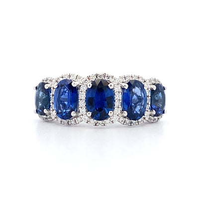 Sapphire and Diamond Band in White Gold by Simon G