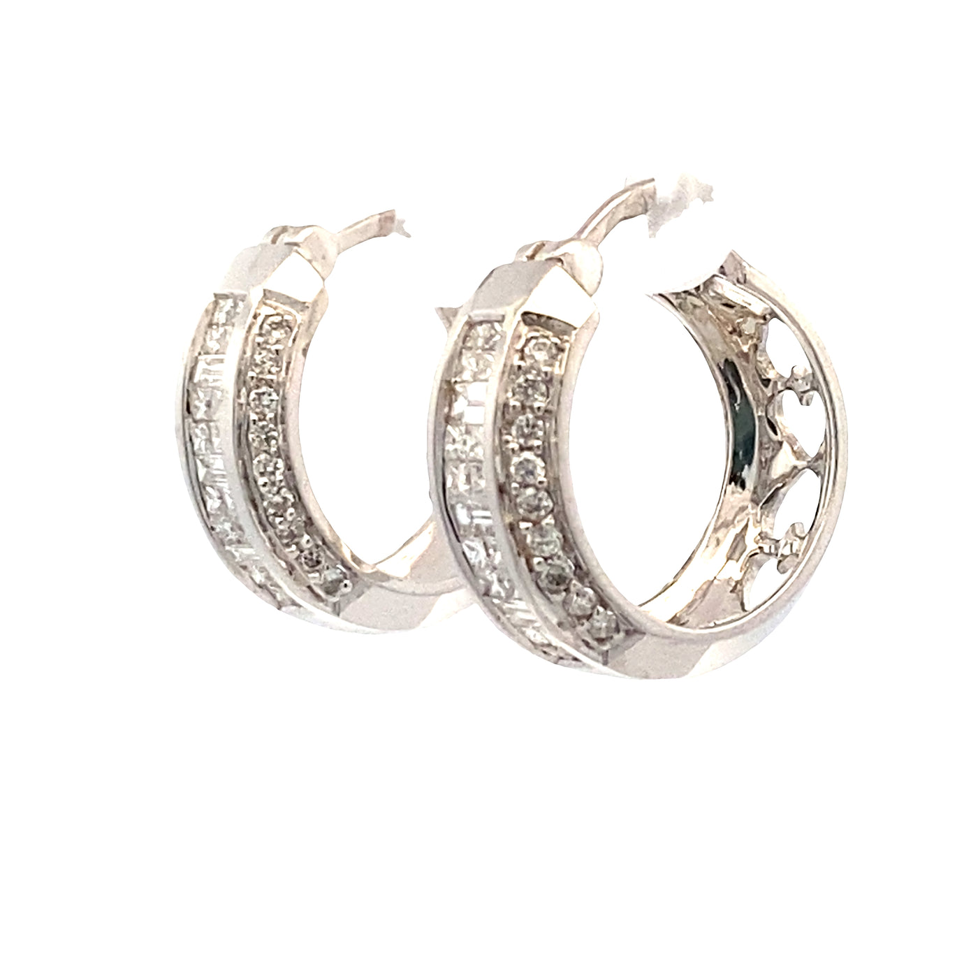 ESTATE Diamond Hoops in White Gold