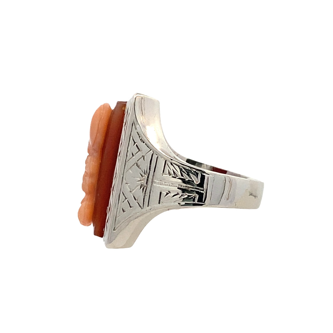 ESTATE Sardonyx Cameo Ring in White Gold