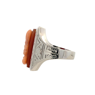 ESTATE Sardonyx Cameo Ring in White Gold