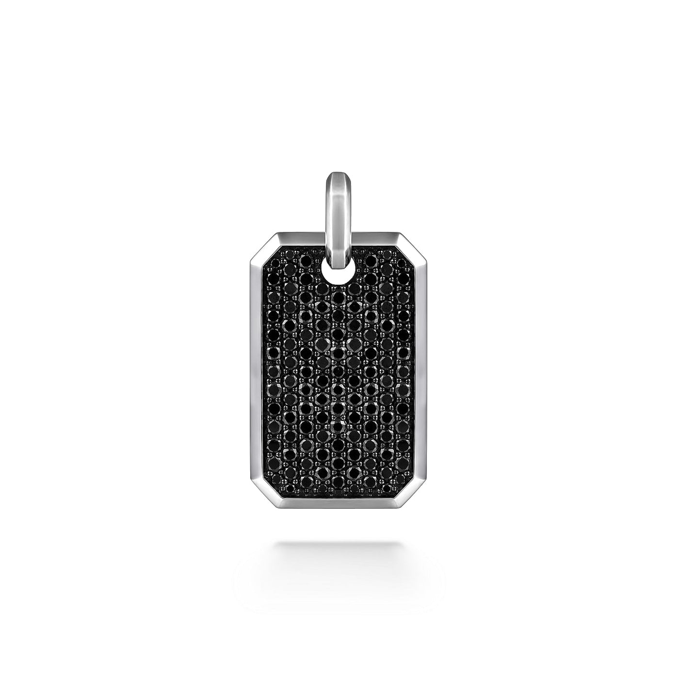 Men's Black Spinel Dog Tag in Silver by Gabriel & Co.