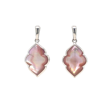 Pink Mother of Pearl Drop Earrings in Silver by Kabana
