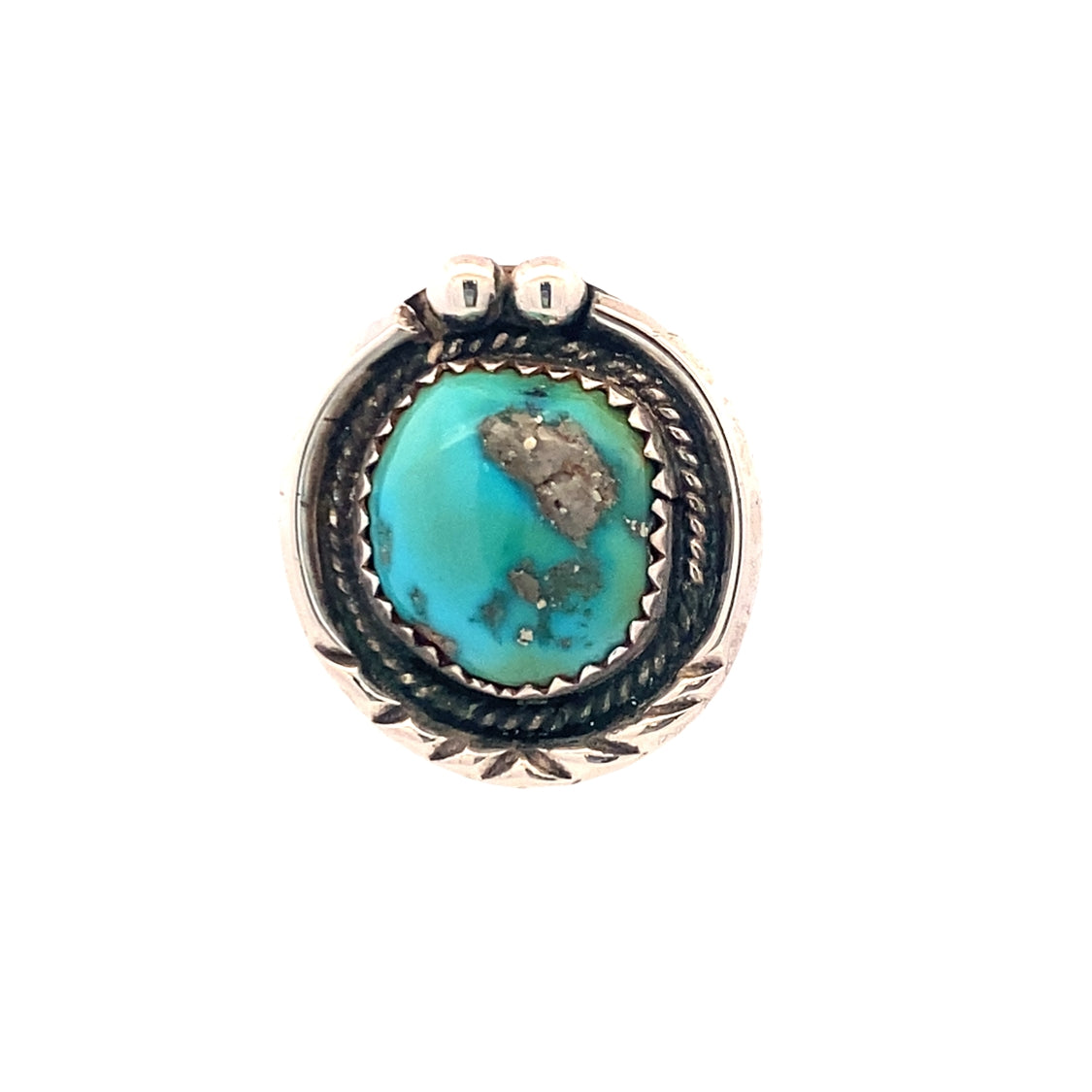 Estate Turquoise Ring in Sterling Silver, Size 6.5