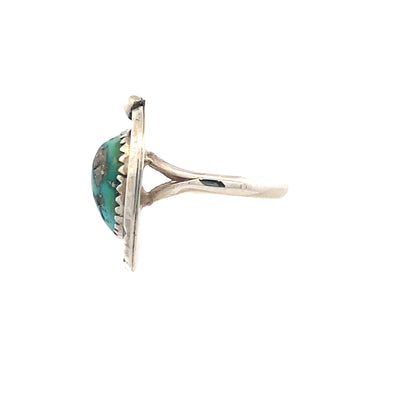 Estate Turquoise Ring in Sterling Silver, Size 6.5
