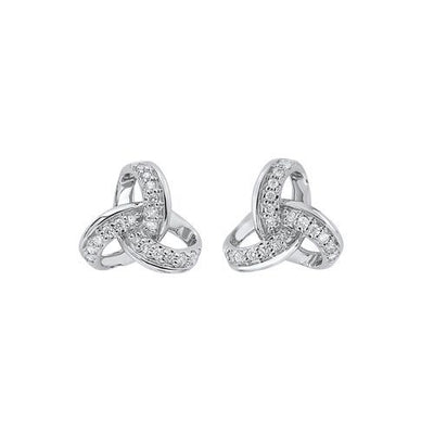 Diamond Ribbon Studs in White Gold