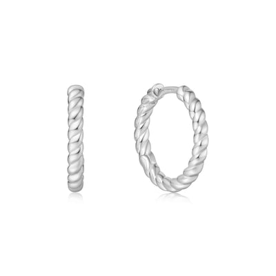 Medium Textured Huggie in Silver by Ania Haie