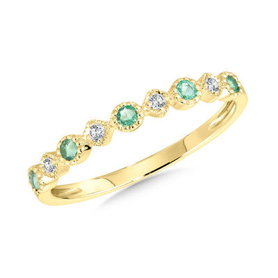 Emerald and Diamond Stackable Ring in Yellow Gold
