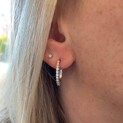 1/2 CTW Diamond Hoop Earrings in White Gold