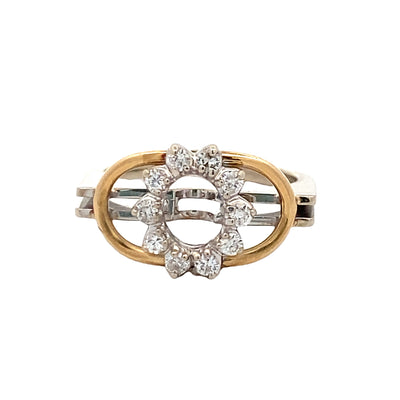 Estate Diamond Geometrical Style Ring in Yellow Gold