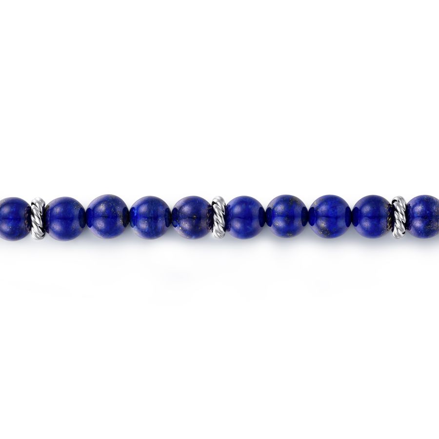 Mens Lapis Beaded Bracelet in Silver by Gabriel & Co.