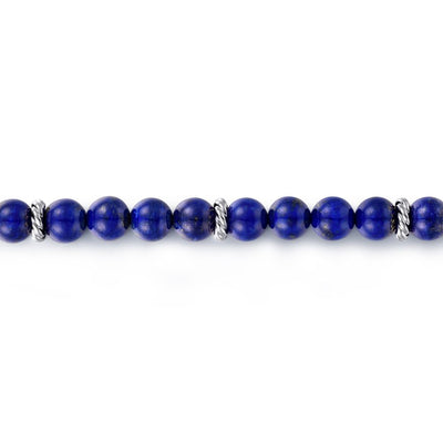 Mens Lapis Beaded Bracelet in Silver by Gabriel & Co.