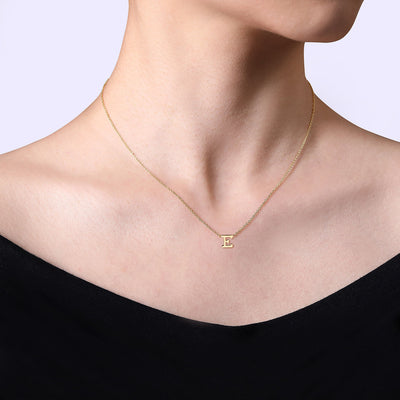 Initial “E” Link Necklace in Yellow Gold by Gabriel & Co.