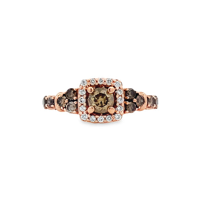 Levian Estate 14 Karat Rose Gold Halo Style Diamond Ring