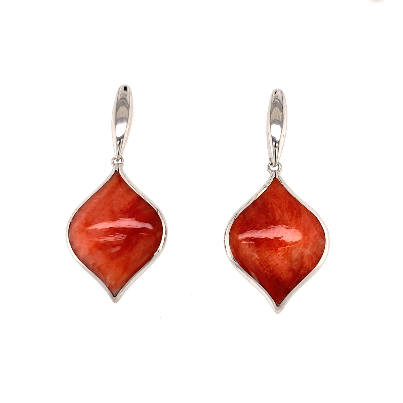 Kabana Sterling Silver Red Spiny Oyster Drop Earrings R-CHE540SR