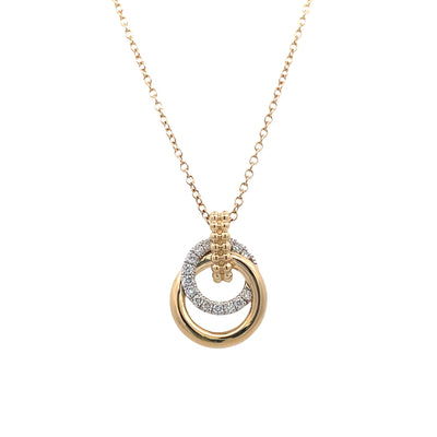 Diamond Interlocking Circle Pendant in Two-Tone Gold by Gabriel & Co.