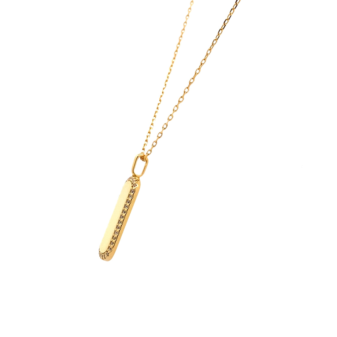 CZ Dog Tag Pendant in Silver with Yellow Gold Plating by Ania Haie