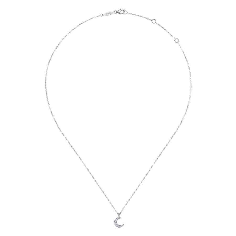 Diamond Pave Moon Pendant in White Gold by Gabriel & Co.