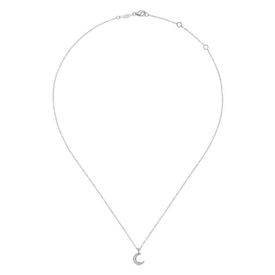 Diamond Pave Moon Pendant in White Gold by Gabriel & Co.