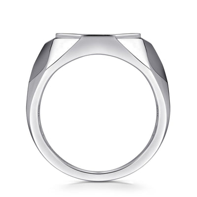 Black Spinel Signet Ring in Silver by Gabriel & Co.