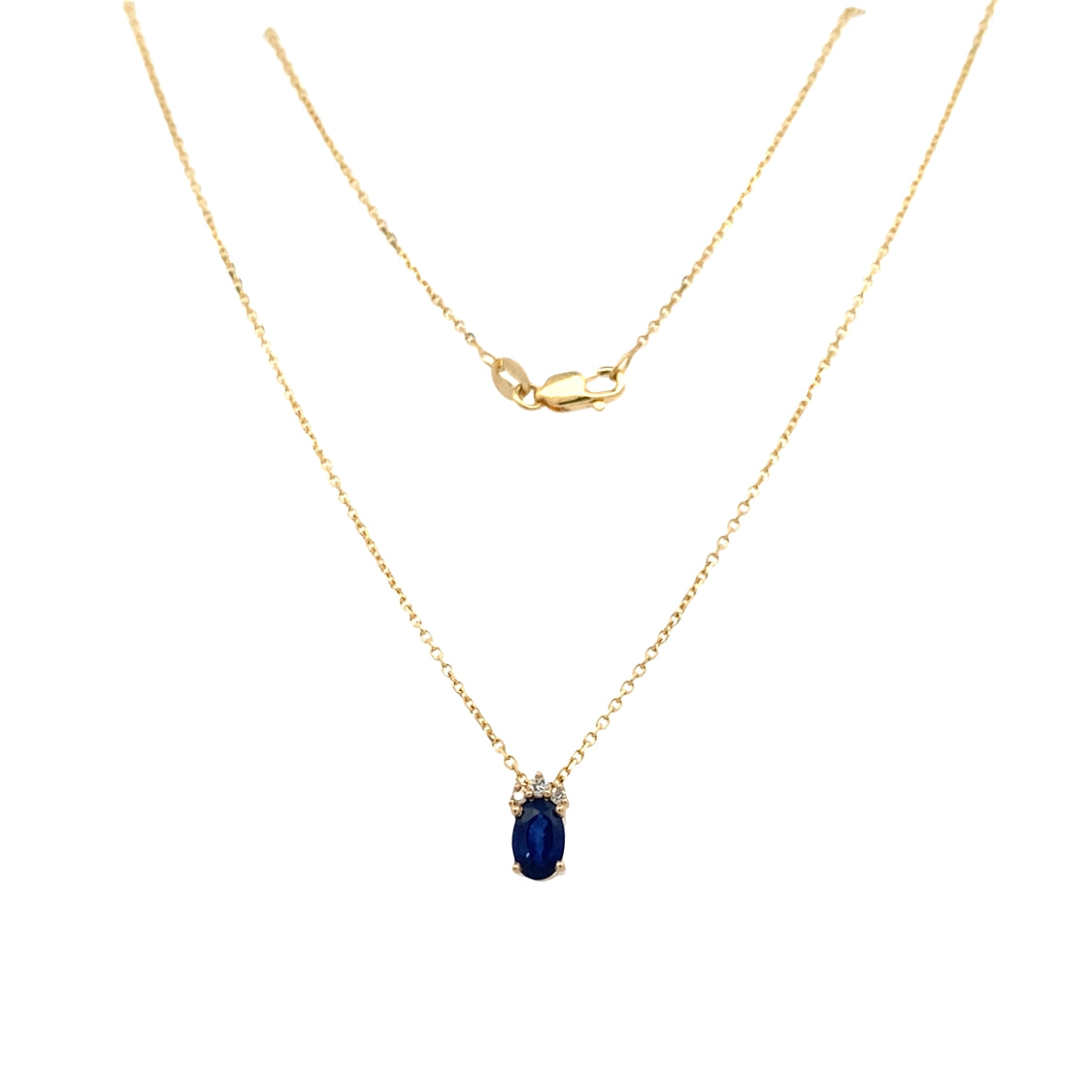 Sapphire and Diamond Pendant in 14K Yellow Gold with 16" Chain by Beeghly & Co. Creations