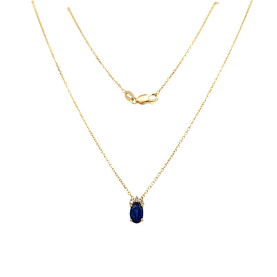 Sapphire and Diamond Pendant in 14K Yellow Gold with 16" Chain by Beeghly & Co. Creations