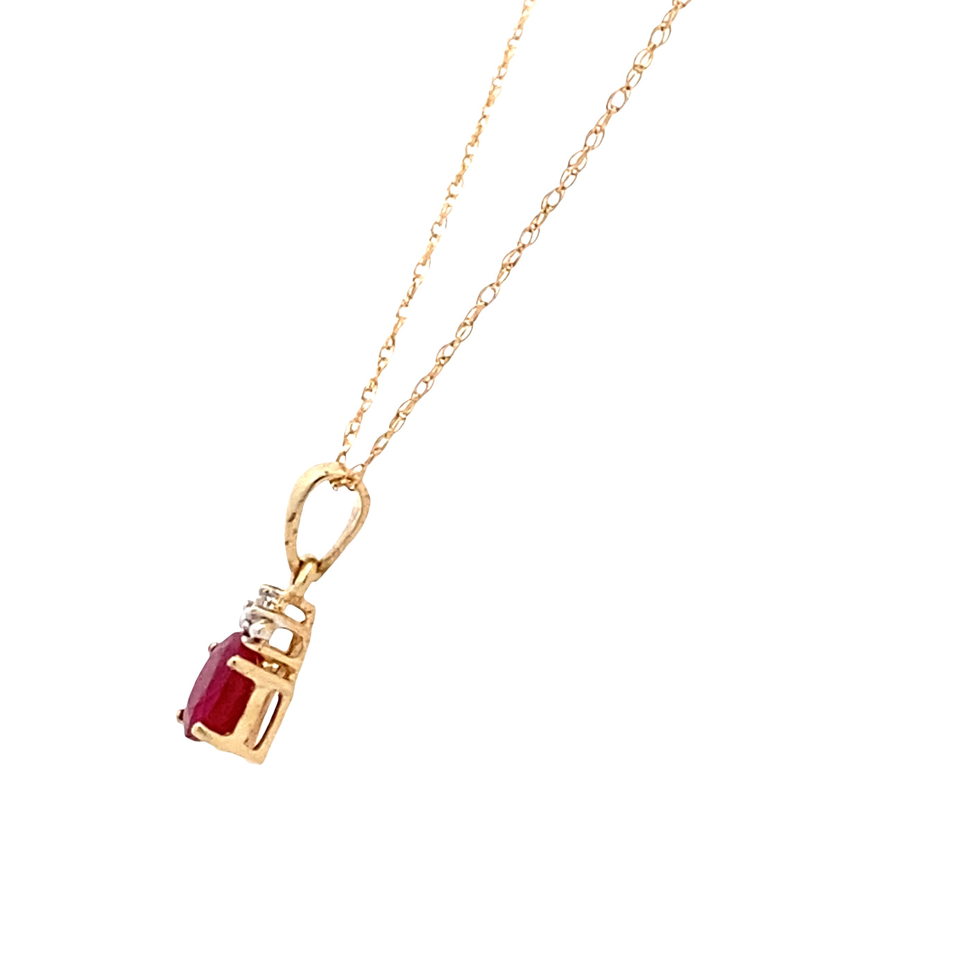 ESTATE Ruby and Diamond Pendant in Yellow Gold