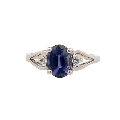 ESTATE Tanzanite and Diamond Ring in White Gold